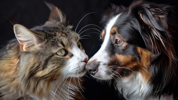 Free Photo view of cats and dogs being friends