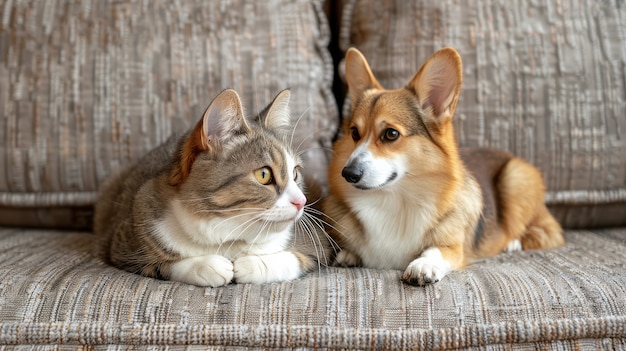 View of cats and dogs being friends