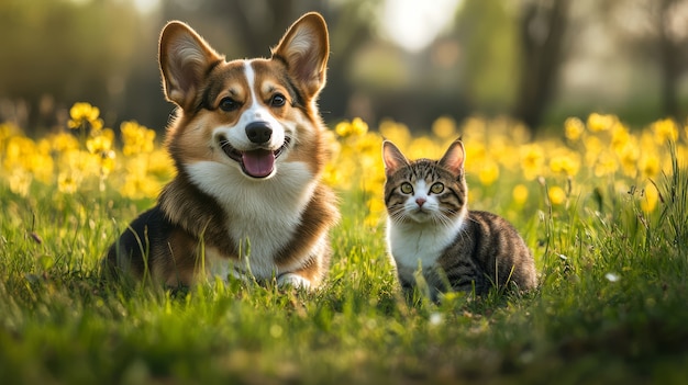 View of cats and dogs being friends