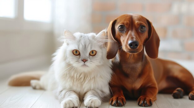 View of cats and dogs being friends