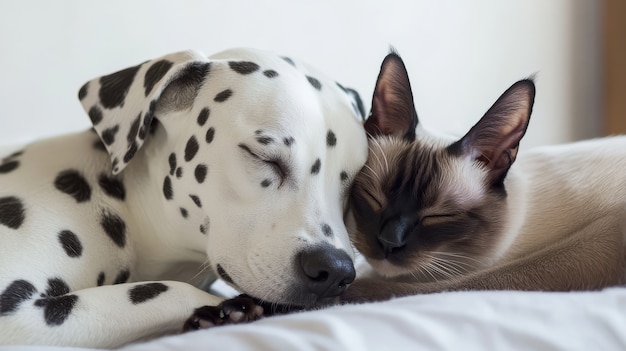 View of cats and dogs being friends