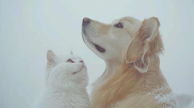 Free photo view of cats and dogs being friends