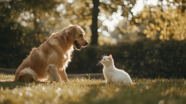 Free photo view of cats and dogs showing friendship