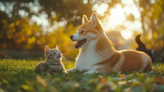 Free photo view of cats and dogs showing friendship