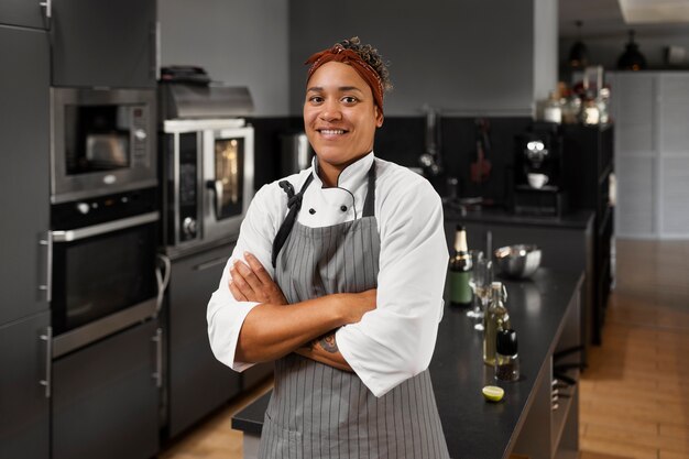 View of chef working in the kitchen