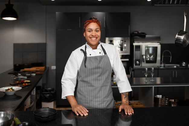 View of chef working in the kitchen