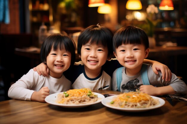 View of children attending the chinese new year reunion dinner