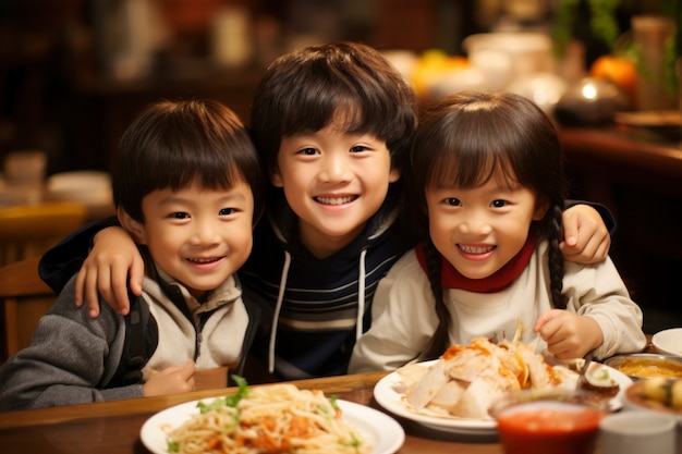 View of children attending the chinese new year reunion dinner