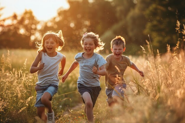 View of children practicing health and wellness activity