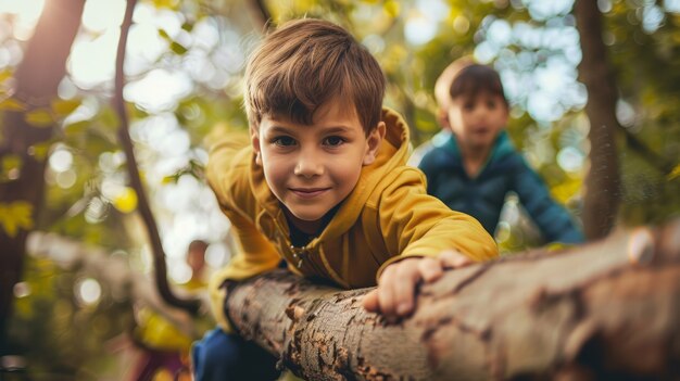 View of children practicing health and wellness activity