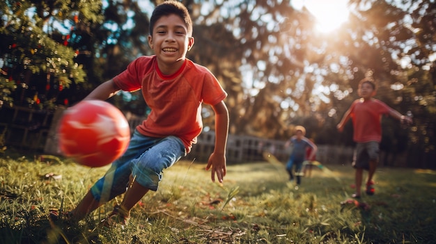 View of children practicing health and wellness activity