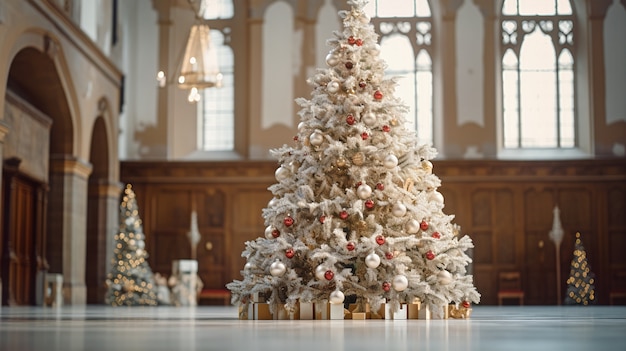 View of christmas tree decorated with ornaments