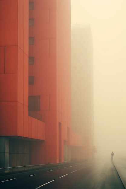 Free Photo view of city architecture with fog