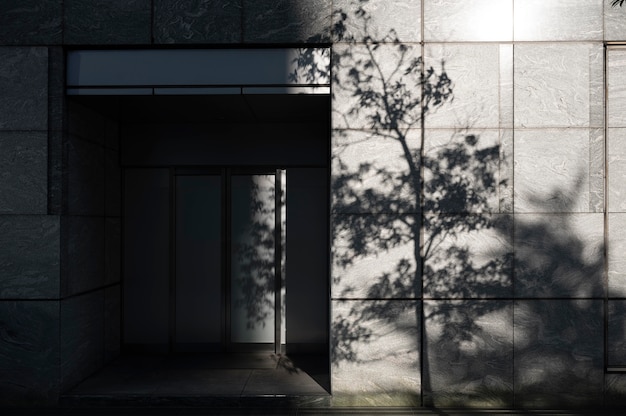 View of city building with daylight shadows