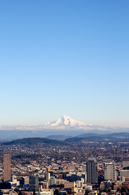 View on the city on a cloudless day