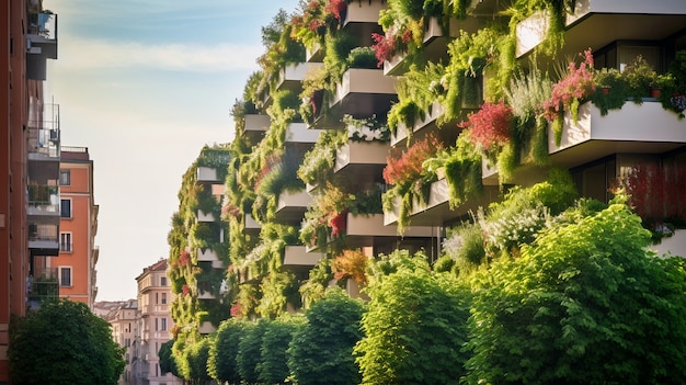 Free Photo view of city with apartment buildings and green vegetation