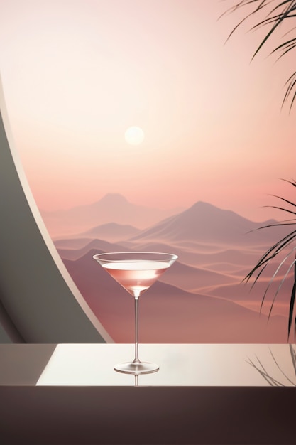 Free Photo view of cocktail beverage in glass with neo-futuristic set