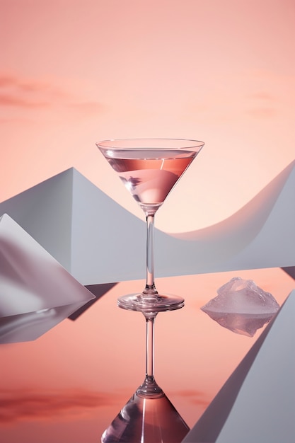 Free Photo view of cocktail beverage in glass with neo-futuristic set