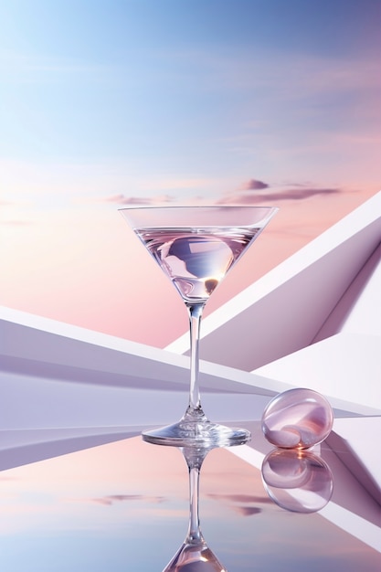 Free Photo view of cocktail drink in glass with neo-futuristic set