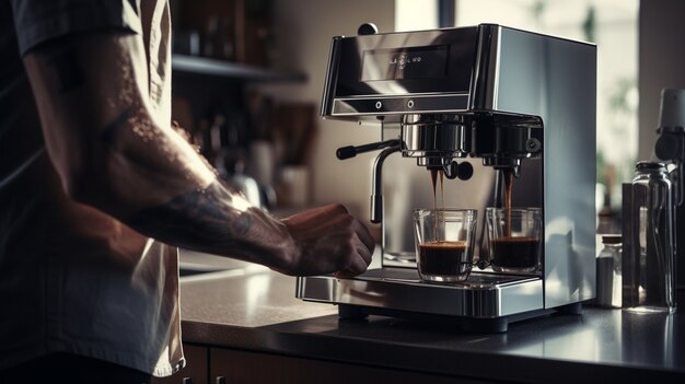 View of coffee making machine