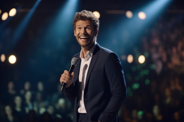 Free photo view of comedian at a stand-up show