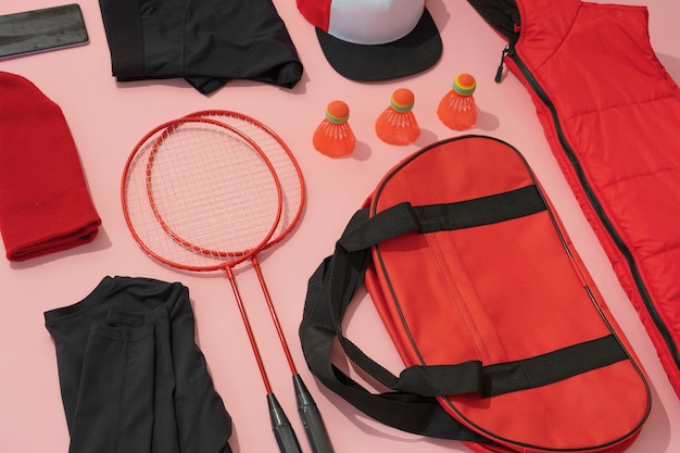 Free Photo view of composition with neatly arranged and organized sport items