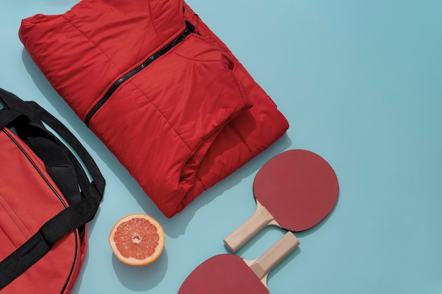 Free photo view of composition with neatly arranged and organized sport items