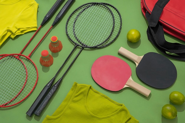 Free photo view of composition with neatly arranged and organized sport items