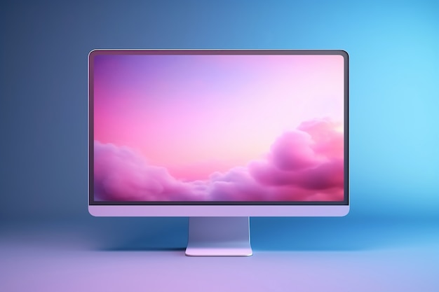 Free photo view of computer monitor with gradient display