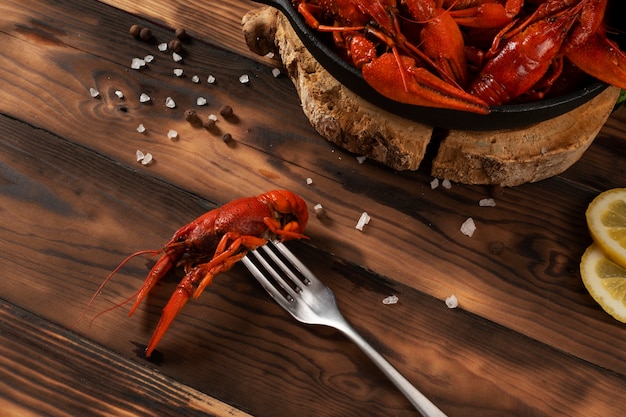 Free Photo view of cooked and prepared crawfish