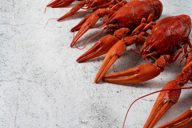 Free photo view of cooked and ready to be eaten crawfish