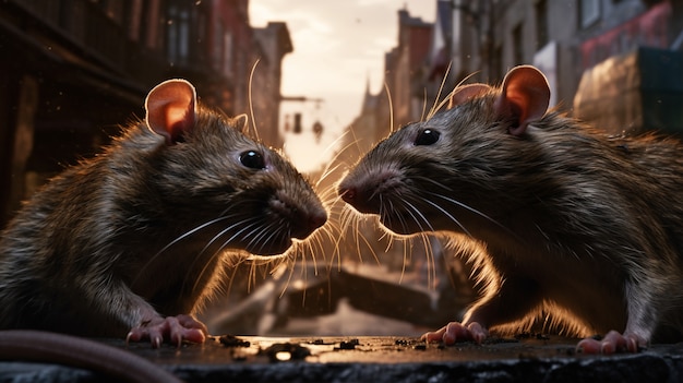 Free photo view of couple of rats