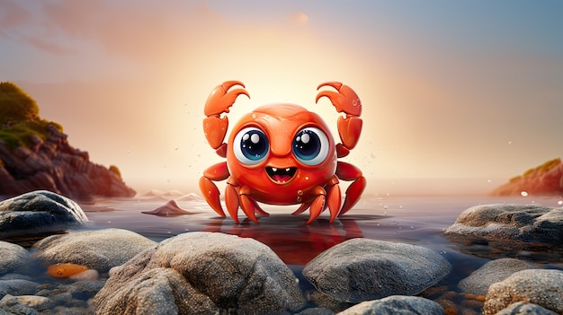 Free Photo view of crab cartoon style