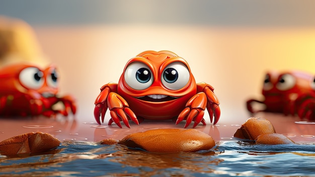 Free photo view of crab cartoon style