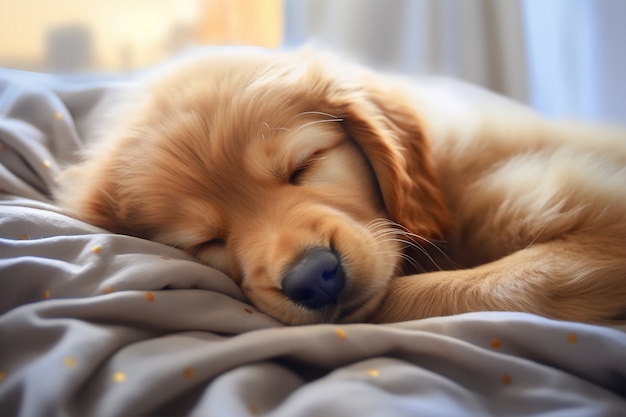 Free photo view of cute dog sleeping peacefully at home