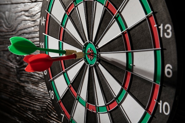 Free photo view of dartboard with bullseye arrow points