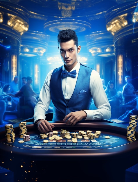 View of dealer working at a casino