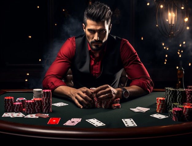 Free photo view of dealer working at a casino