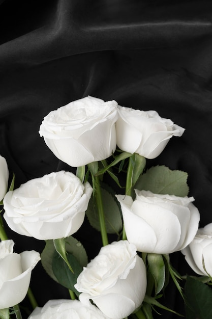 Free photo view of delicate white rose flowers