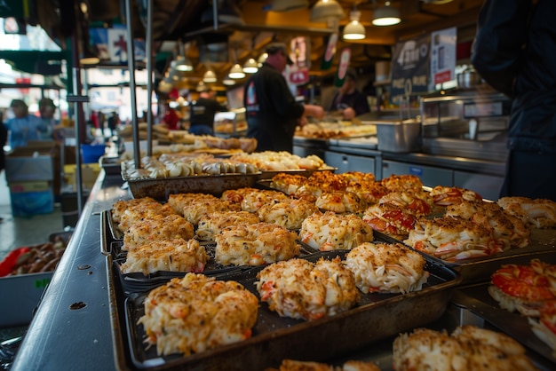 View of delicious and appetizing street food