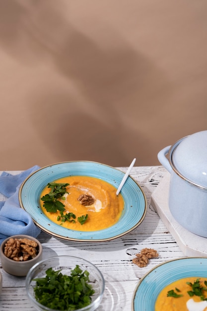 Free Photo view of delicious carrot cream soup