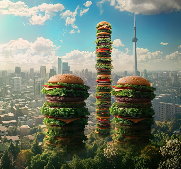 Free photo view of delicious fantasy surreal street food