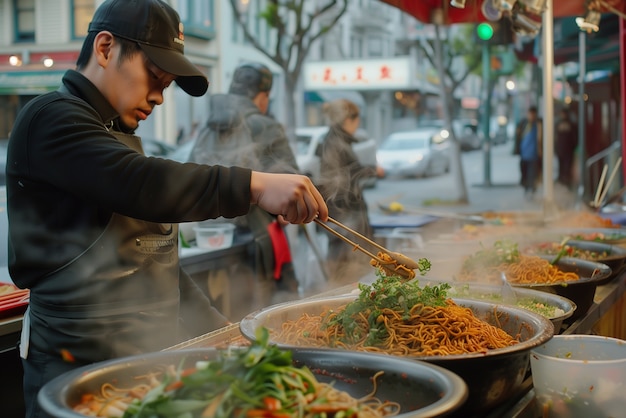 Free photo view of delicious food sold on the streets of the city