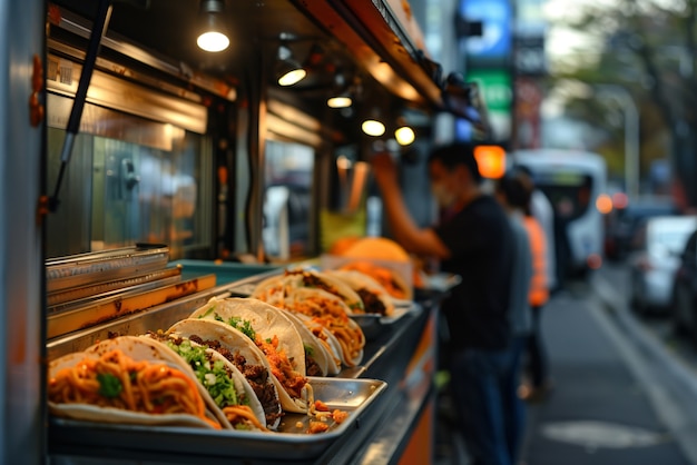 Free Photo view of delicious food sold on the streets of the city