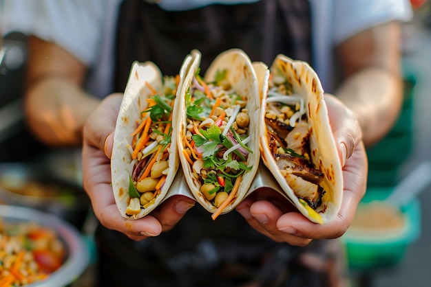 Free photo view of delicious food sold on the streets of the city