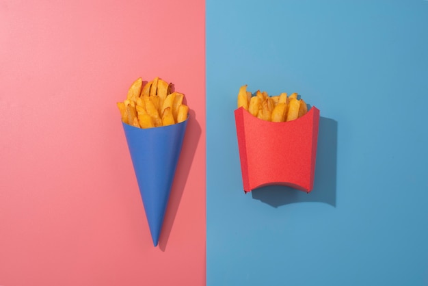 Free Photo above view delicious french fries arrangement