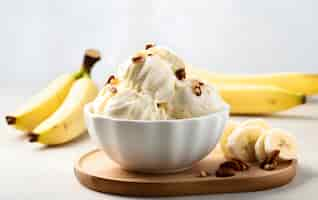 Free photo view of delicious frozen ice cream dessert with bananas