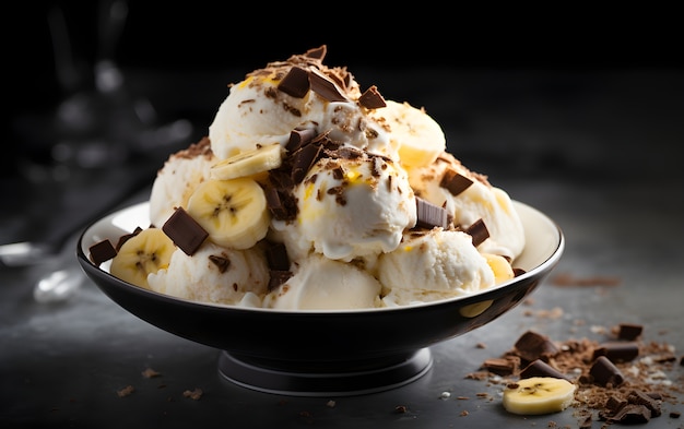 Free photo view of delicious frozen ice cream dessert with bananas