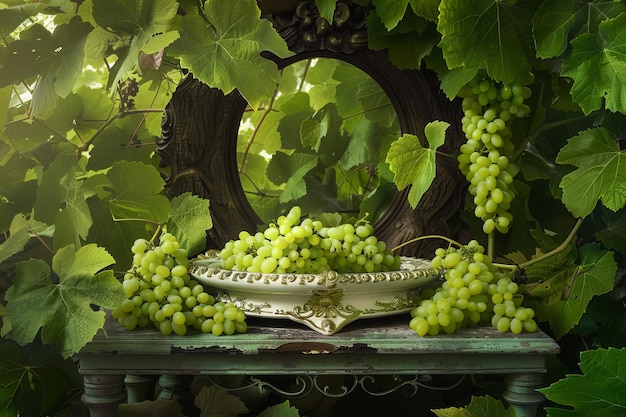 Free photo view of delicious green grapes