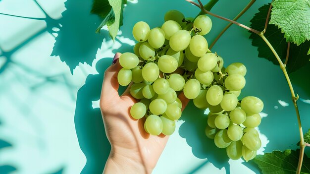 View of delicious green grapes